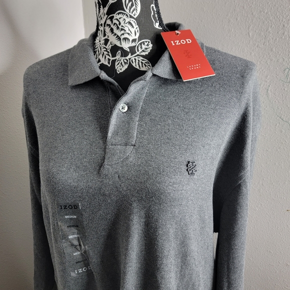 #269 NWT men's Izod long sleeve collard shirt - Picture 7 of 9